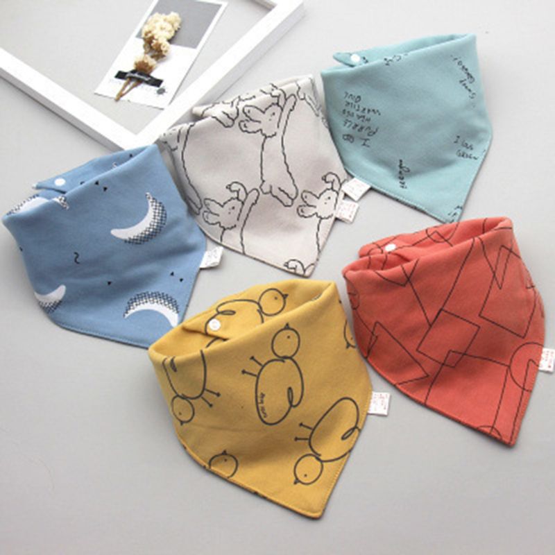 5 Pcs/Pack Baby Cotton Feeding Bibs Infant Scarf Kid Towel Boys Girls Bandana Saliva Triangle Dribble