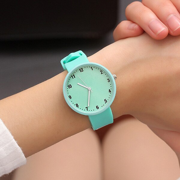 Silicone Polshorloge Vrouwen Horloges Dames Top Quartz Horloge Voor Vrouw Klok Vrouwelijke Uur Relog Montre Femme: green  small numeral
