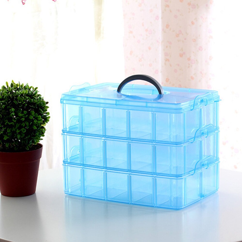 25# Multi-compartment Jewelry Bead Storage Box Clear Plastic Organizer With Handle Large-capacity Multifunctional container