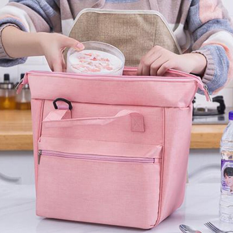 1Stck Frische Kühler Taschen Wasserdichte Nylon Tragbare Reißverschluss Thermische Oxford Mittagessen Taschen Für Frauen Bequem Mittagessen Kasten Tote Lebensmittel taschen
