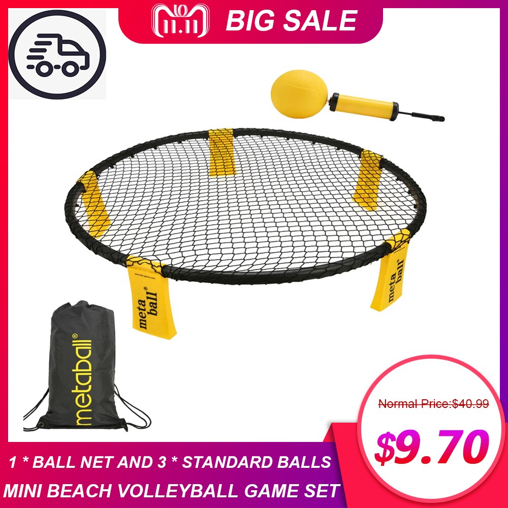 Mini Strand Volleyball Spitze Ball Spiel einstellen draussen Team Sport Spikeball Rasen Fitness Ausrügestochen Mit 3 Bälle Volleyball Netz 4Stck