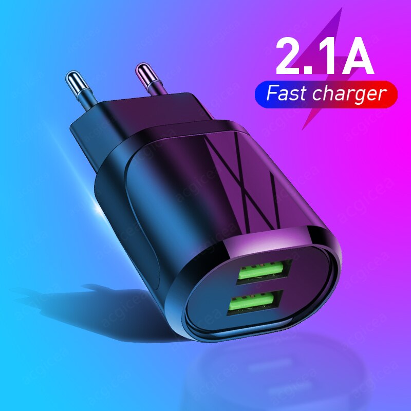 2 -poorts usb-lader, reisadapter voor snel opladen, draagbare dubbele wandlader, mobiele telefoonladers voor iphone 11 pro max, samsung