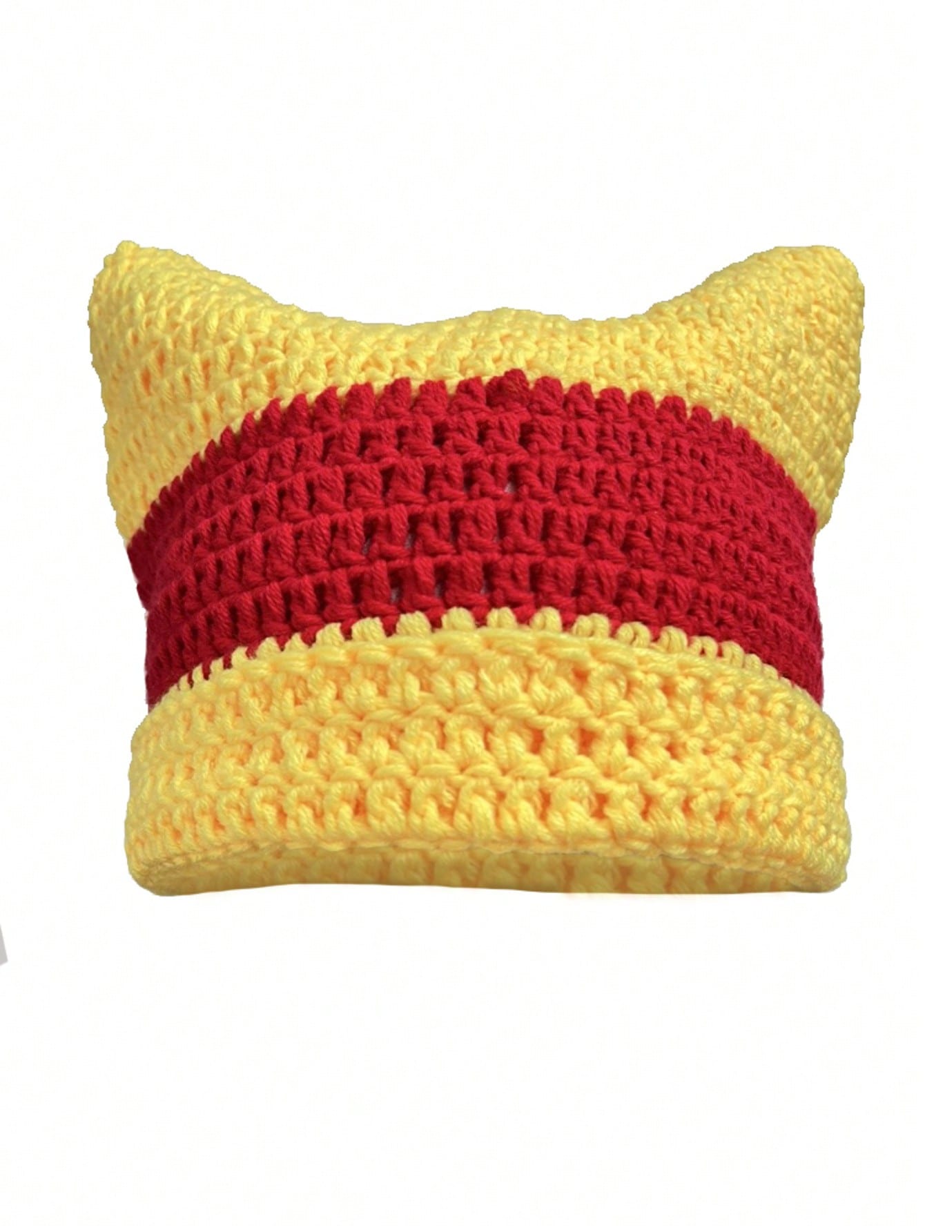 Corchet Cute Cat Ears Beanie Hat for Women Winter Striped Korean Y2K HipHop Cosplay Knitted Streetwear Men Skullies: Sky Blue