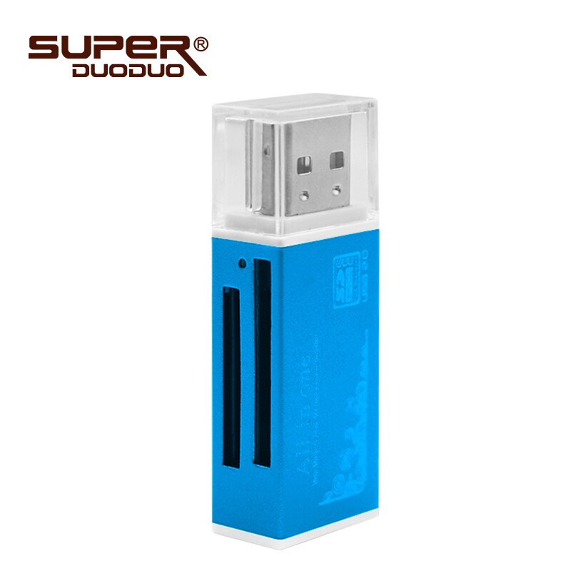 de USB 2,0 en 1 Multi adaptador de lector de tarjeta de memoria Micro SD SDHC TF M2 MMC: blue