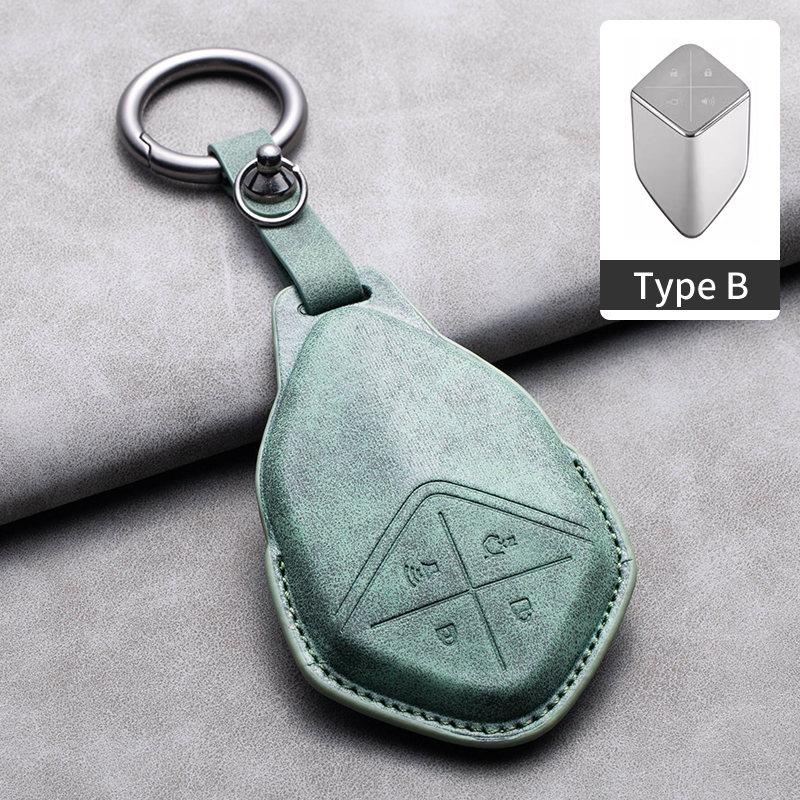 Leather Car Remote Key Case Cover for Changan Deepal S7 SL03 Car Key Fob Shell 4 Buttons Holder Keychain: Gold