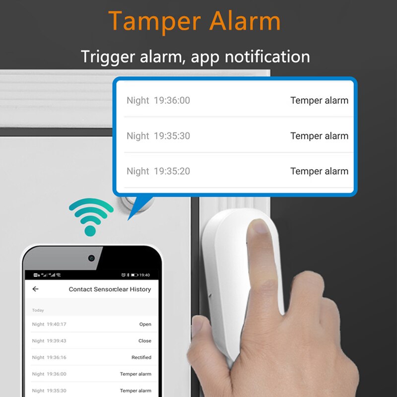 Tuya-sensor de porta inteligente, wi-fi, detecta se a porta está aberta ou fechada, sensor de janela wi-fi, funciona com alexa e google home