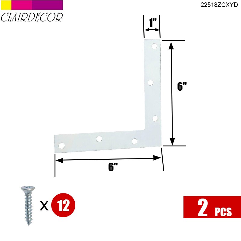 Platte Hoek Rechts 90 Graden Hoek Beugel Reparatie Plaat Bevestiging Brace: 6 inch