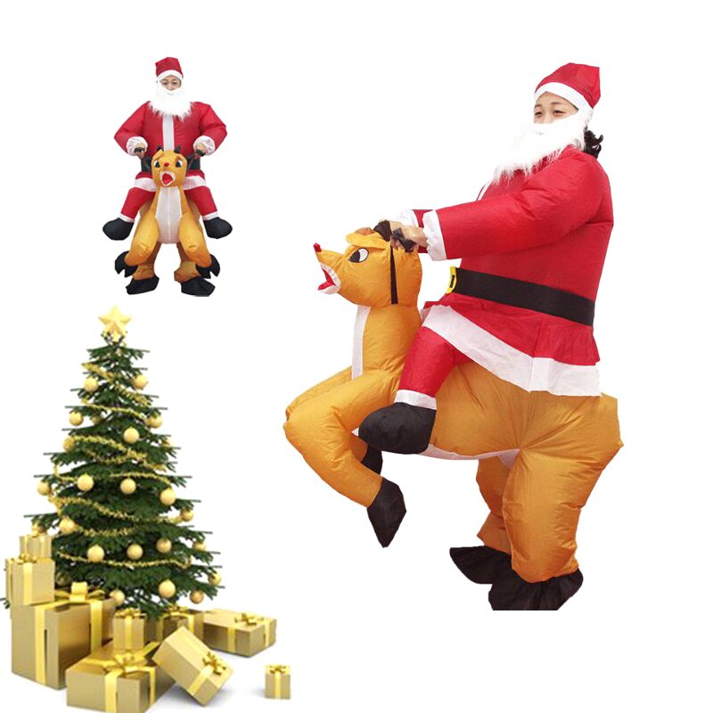 Xmas kostym klänning uppblåsbar jultomten jumpsuit vuxen sprängdräkt nin 668