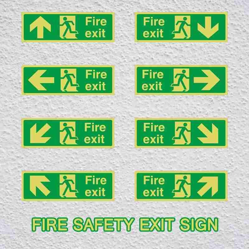 Zelf Adhisive Waterdichte Exit Sign Groene Lichtgevende Veiligheidswaarschuwing Tape Nachtzicht Fire Exit-Rechts Borden Muren Sticker 36x14cm