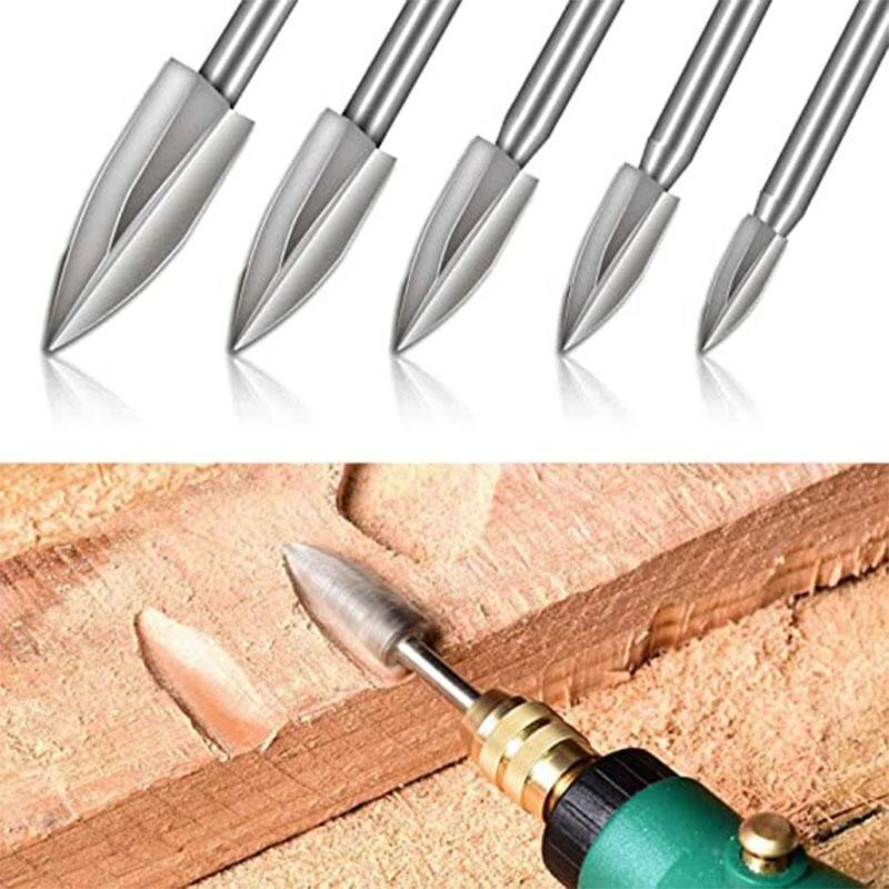 5Pcs Hout Graveren Boor Set Staal Vhm Slijpen Burr Voor Houtbewerking Boren Carving Graveren