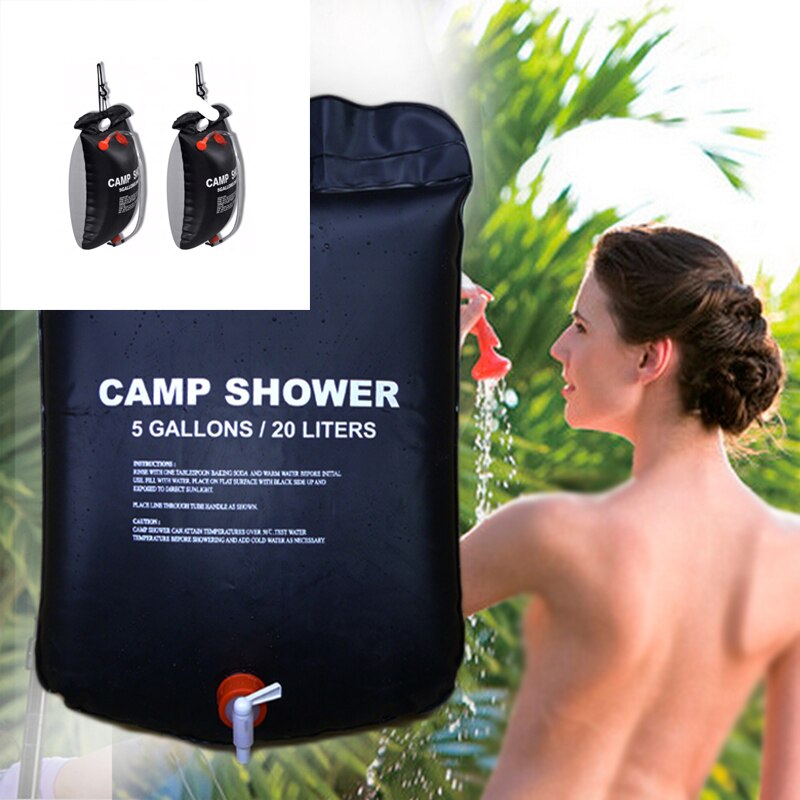 2 PCS Solar Shower Bag Durable Camping Water Bags Portable Sun Compact Heated Practical Large Capacity Outdoor Solar Bath Bag