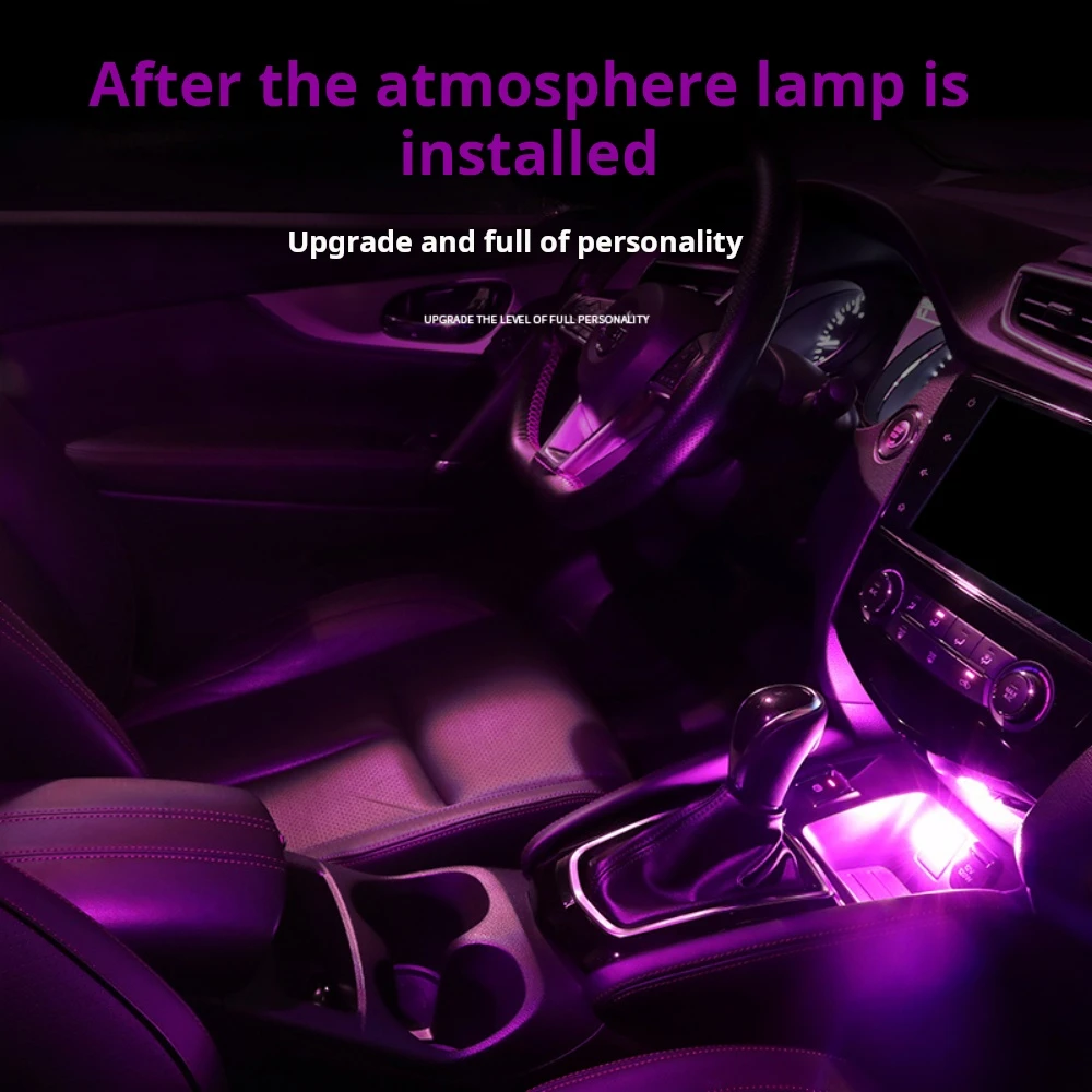 Mini lámparas de ambiente USB compactas, luz LED para coche, decoración de luz de ambiente Interior de coche, luz nocturna LED USB Gradieng para el hogar del coche