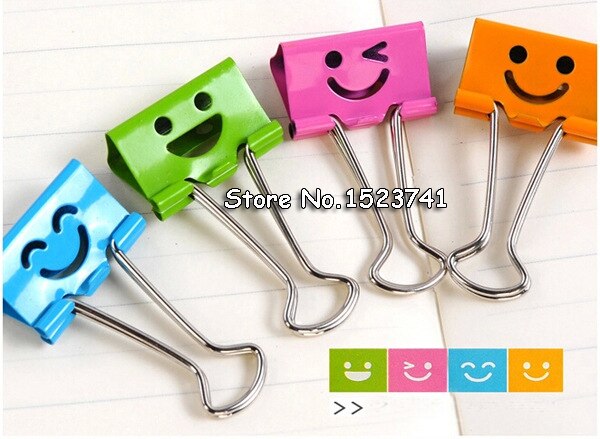 10PCS Common Smile Cute Binder Clips For Home Office Books File Paper Organizer