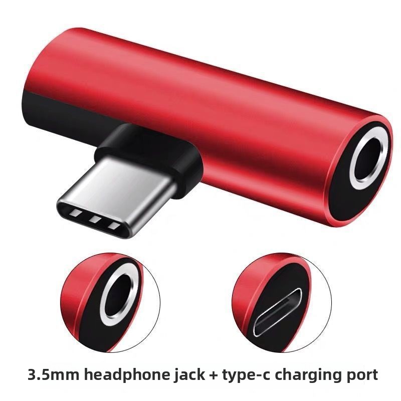 2 in1 typ c-adaptrar 3.5mm hörlursuttag samtidig laddning och lyssnande dubbla portar universell telefon kompatibel med bärbar dator: Vit