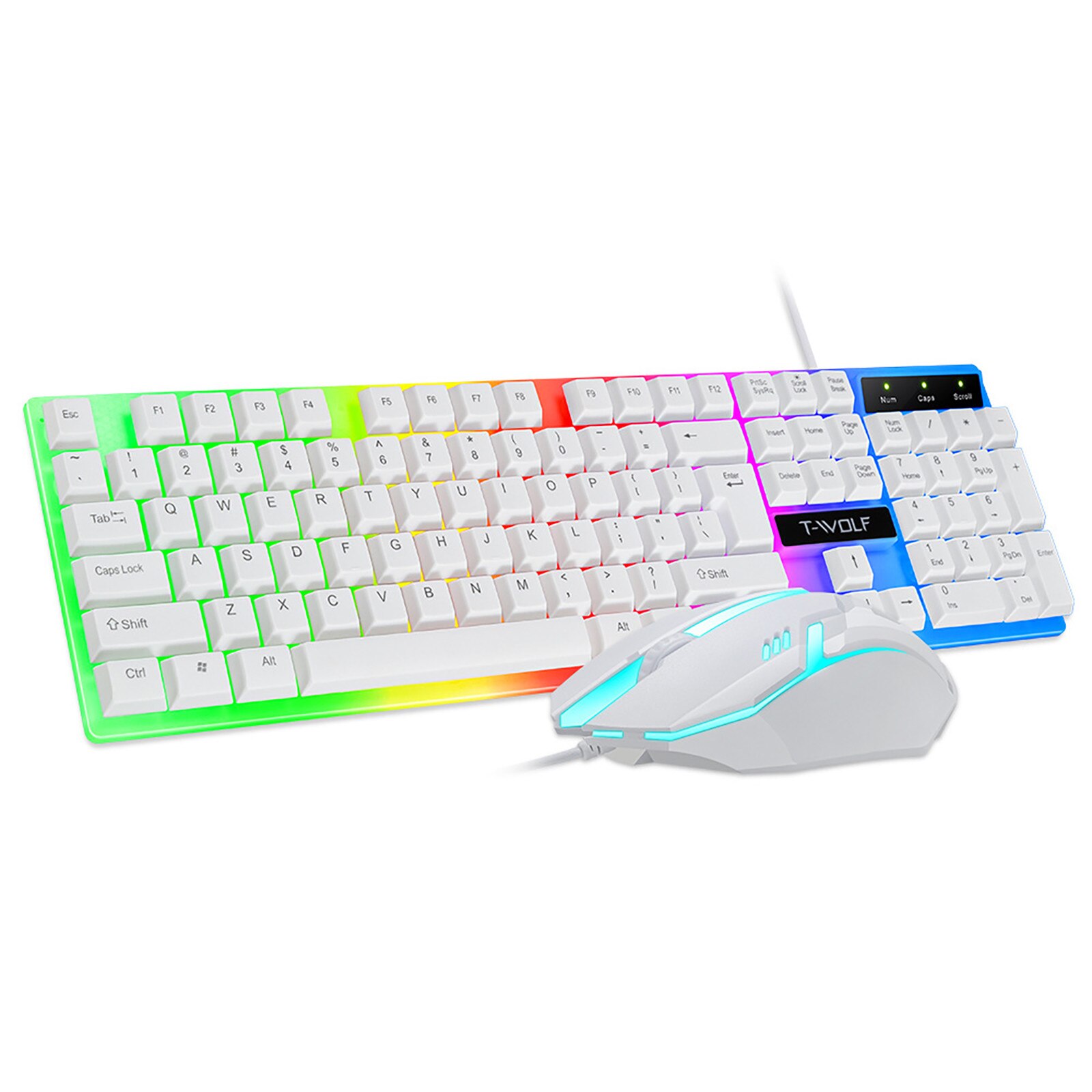 Tf230 Rainbow Backlight Usb Ergonomic Gaming Keyboard And Mouse Set For Laptop Wireless Keyboard Keyboard Wireless Bluetooth: B