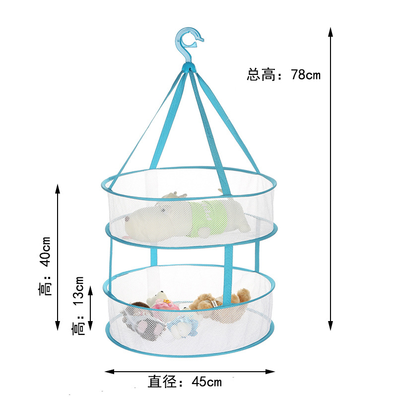 3Colors Hanging Drying Mesh For Sweaters Polyester Clothe Drying Rack Single/Double Layer 4 Styles Mesh Drying Rack: BLUE 3