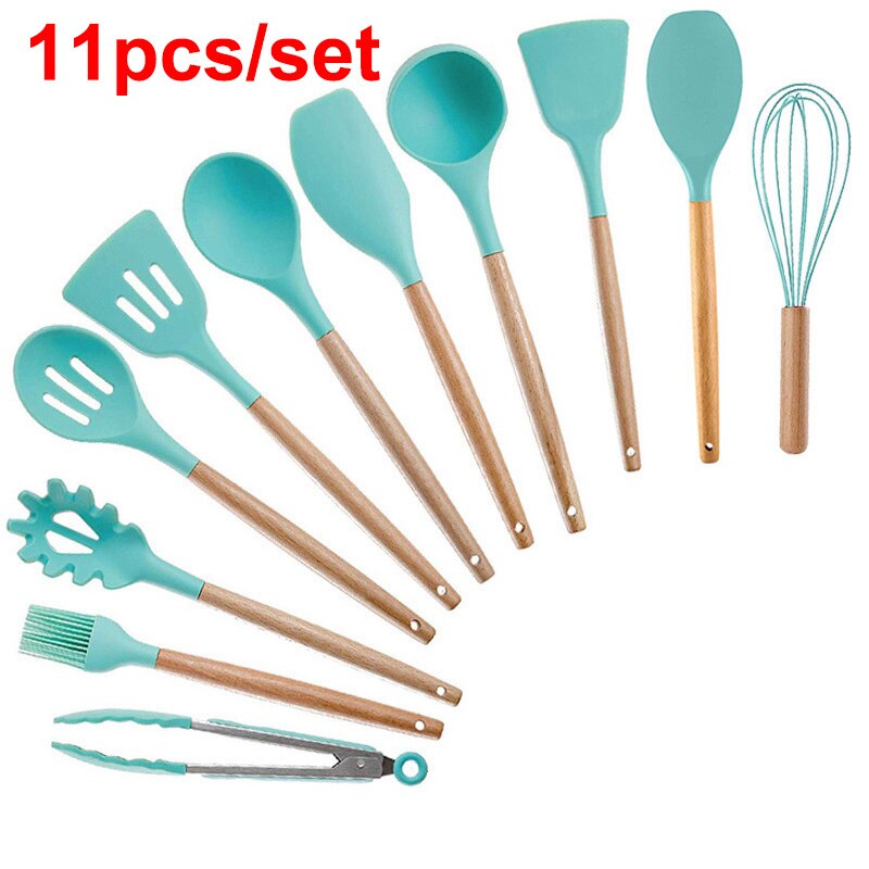 Silicone Keukengerei Set Bpa Gratis Hittebestendig Koken Bakken Tools Gadgets Keukengerei Met Container: 11pcs7