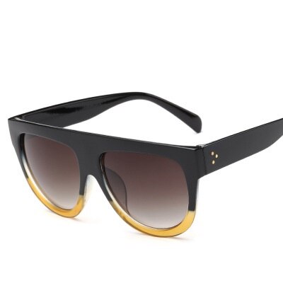 Oversized Vrouwen Zonnebril Shield Vorm Luxy Grote Frame Klinknagel Shades Zonnebril Vrouw UV400 Sunglass Zonnebril Dames: black yellow