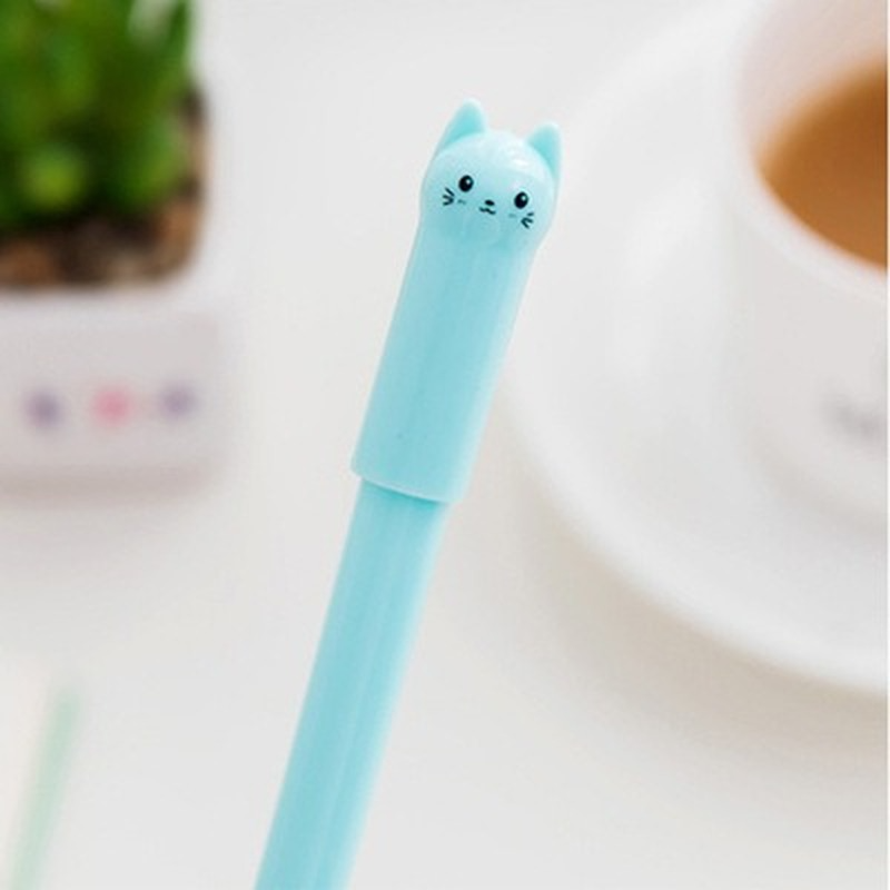 0.5mm Stationery Cute Cartoon Tail Cat Gel Pen For School Office Suppilies With Full Needle Black Pen: Green Camouflage