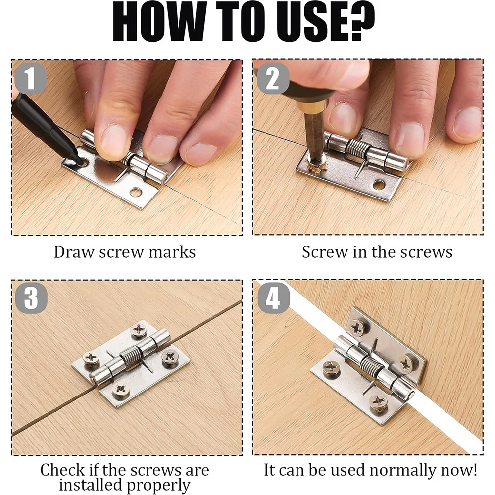 1/2Set Self Closing Spring Door Hinges Stainless Steel Hinge For Cabinets Door Closer Automatic Closing Hinge Furniture Hardware