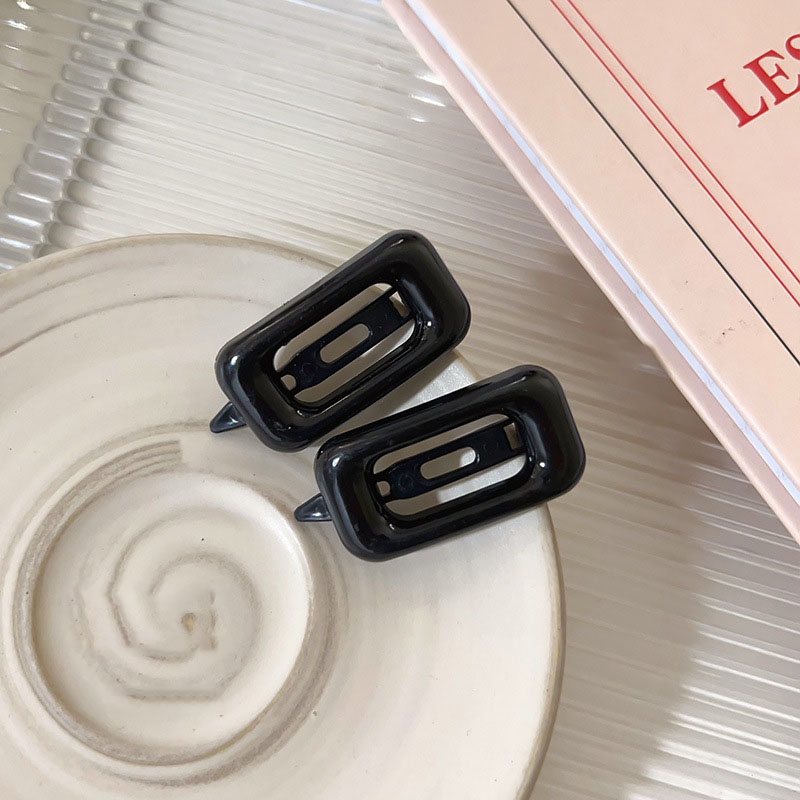 2Pcs Korean Style Hair Clips Simple All Match Light Weight Hairpin Morandi Color Square Hair Barrettes Girl Hair Accessories: black