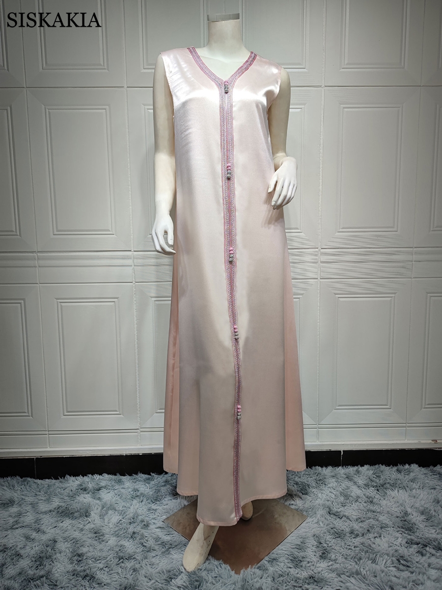 Twee Stukken Abaya Set Vrouwen Vest Lange Jurk Met Chiffon Bovenkleding Mubarak Eid Moslim Marokkaanse Caftan Arabische Oman Dubai Jalabiya