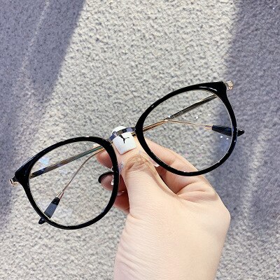Neue retro Runde Brille Rahmen Metall Brillen Rahmen Für Männer Frauen Flache Spiegel Rahmen unisex Vision Pflege Brillen Rahmen: hell Schwarz