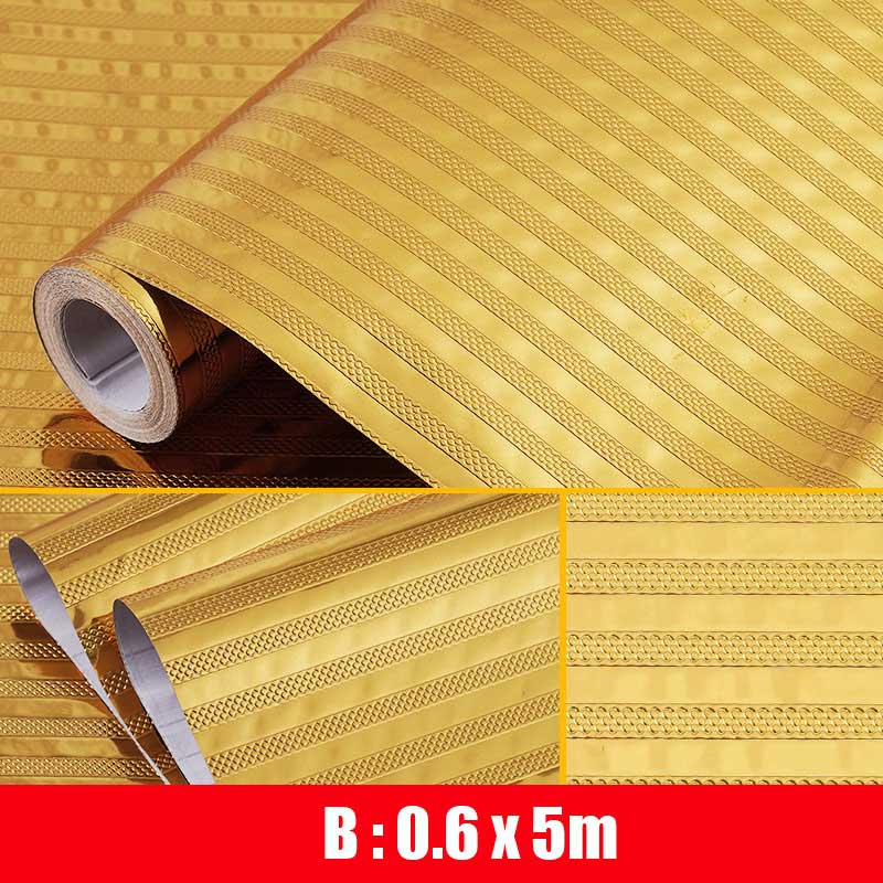 Household Waterproof Cabinets Stickers 0.6m*3/5m Kitchen Oilproof Sticker Table Cover Mat Sticker Self-adhesive Drawer Wallpaper: B(0.6x5m)