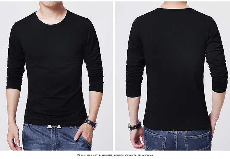 Mrmt herre t-shirt 3 basisfarver langærmet slim t-shirt unge mænd ren farve t-shirt 3xl størrelse o hals