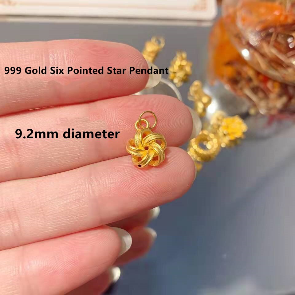 #39 #39 halsband äkta 999 guld hänge 24k blommor stjärnor dam hängen utsökt fabrik: Ihåliga blommor 0.3g
