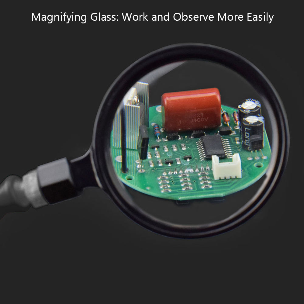 Helping Hands Soldering Third Hand PCB Tool with 6 Flexable Arms Light Rotatable Clips and Stable Desk Clamp Base for Soldering