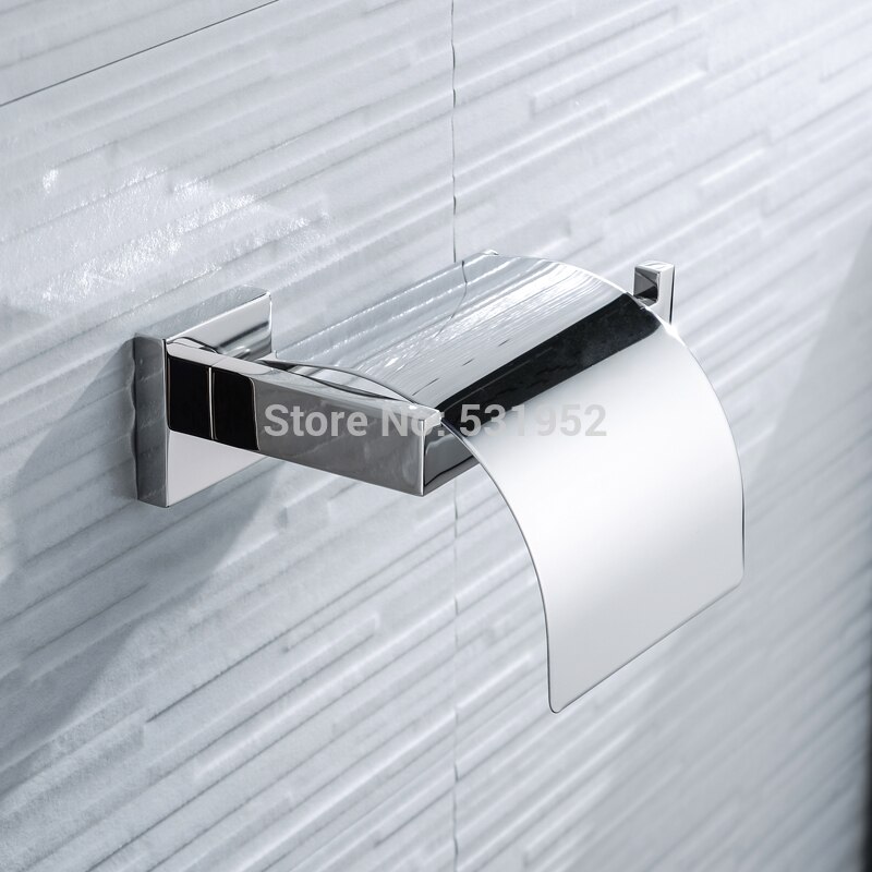 Toilet Paper Holder with Cover Wall Mount Paper Roll Holder SUS304 Stainless Steel Paper Roll Hanger Bathroom Paper Dispenser