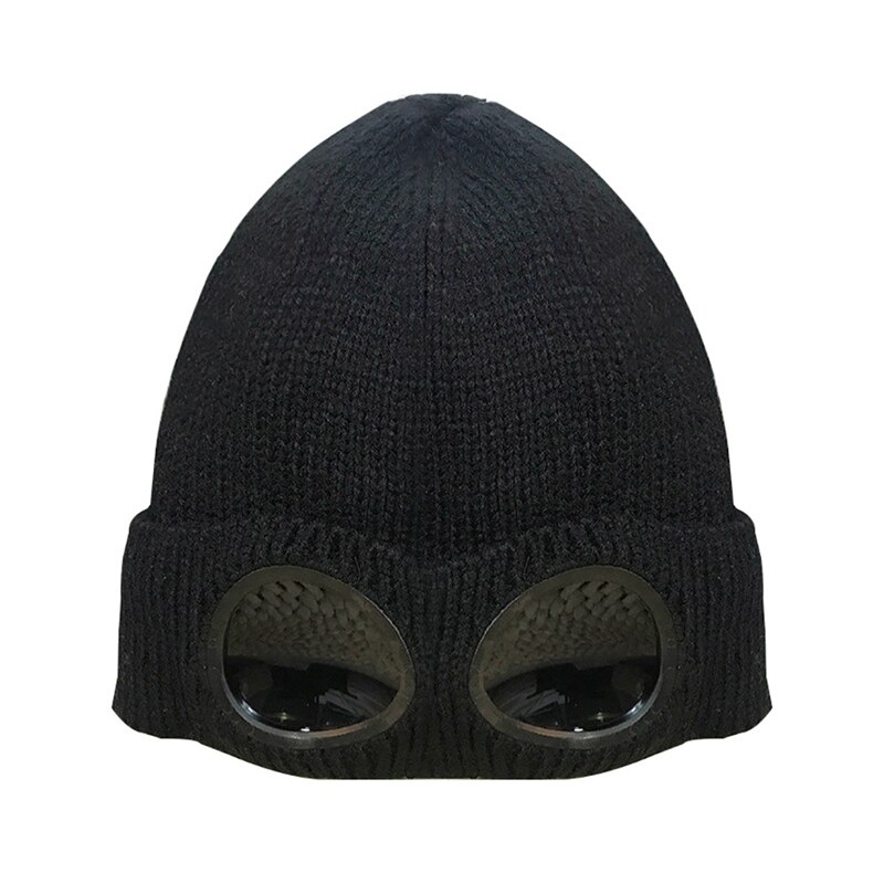 Glasses Hat Unisex Wool Knitted Goggles Beanie Thermal Fluffy Warm Cap Heat Keeper Ear Protector Men Women Hat Cap: B