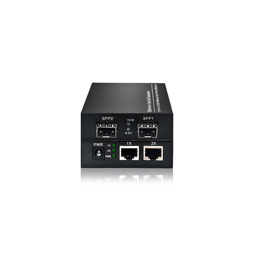 Gigabit 2 Sfp 2 RJ45 Ethernet Media Converter Met Sfp Fiber Poort. 10/100/1000Mbps Sfp Media Converter/Fiber Transceiver