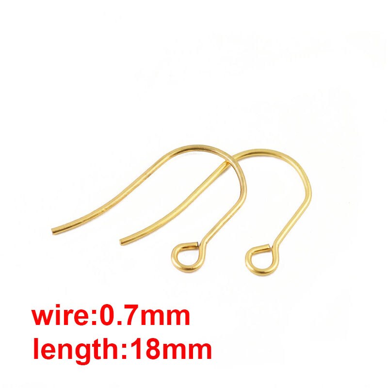 100pcs/lot Stainless Steel Gold/Silver Color Earring Hooks French Ear Wires for DIY Earrings Jewelry Making Findings: gold 0.7x18mm