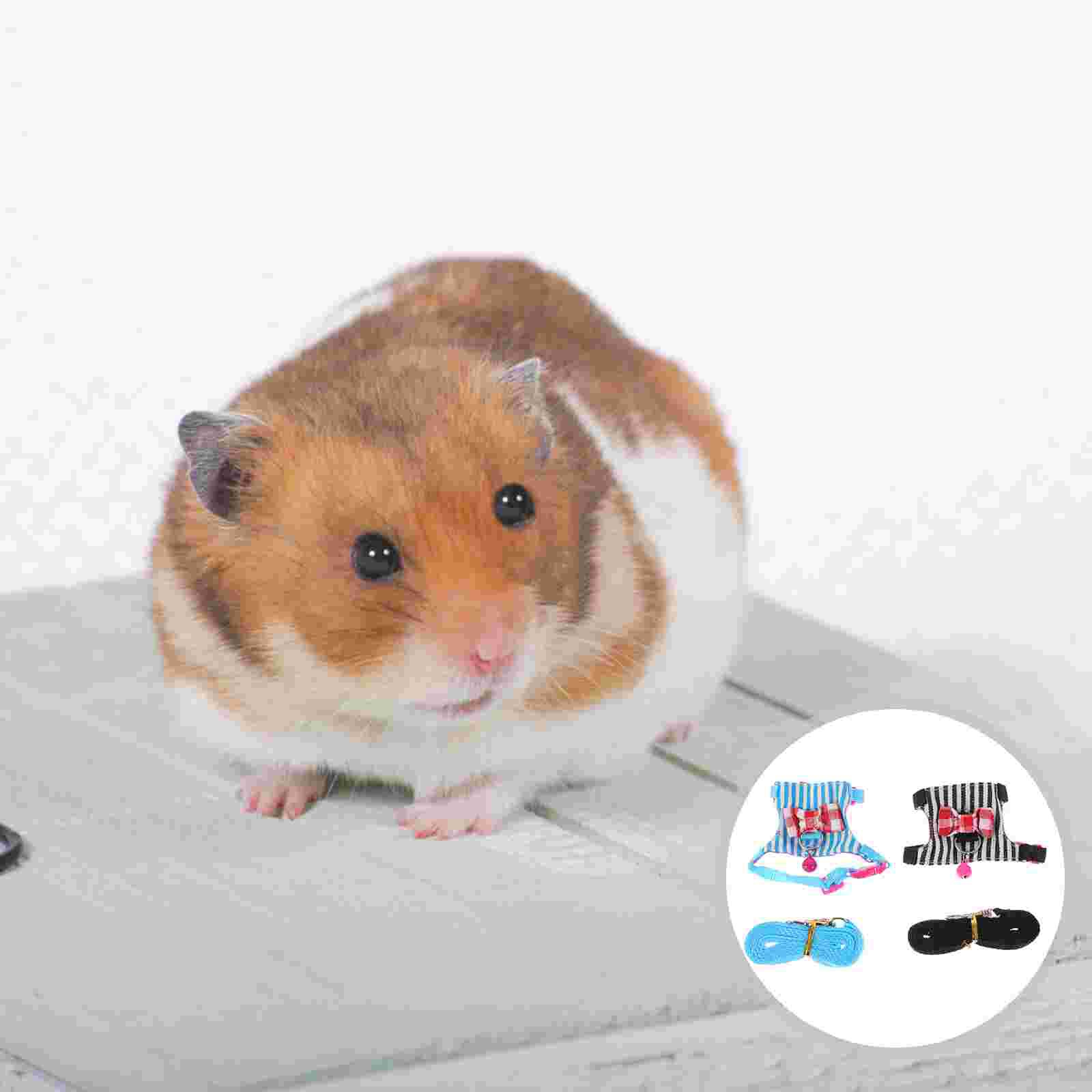 2 Sets of Portable Rat Harness Comfortable Hamster Harness Adjustable Hamster Leash