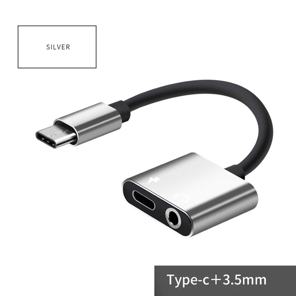 2 in 1 Typ-C zu 3,5 MM Audio- Adapter Kabel Ladung Hafen Kopfhörer Typ-C Audio- Cbale AUX Adapter Kabel Headset Aufruf Android: Silber
