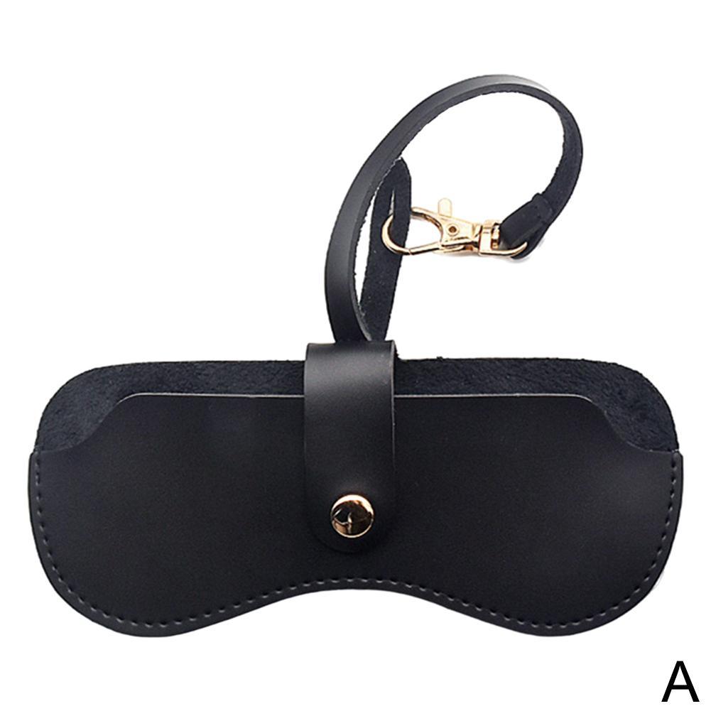 Portable PU Leather Snap Glasses Case Glasses Container Cover Ultra-thin Glasses Case Unglasses Eye Box Storage: One-size-black