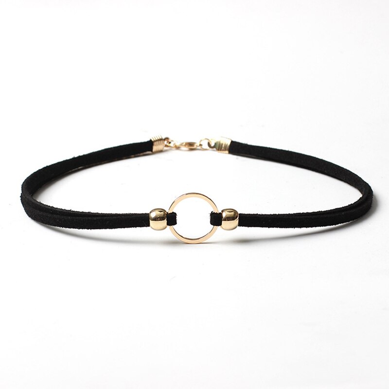 Vintag Black Flannel Chain Round Pendant Necklace For Women Charm Choker Necklaces Boho Jewelry Christmas X071