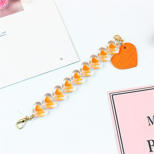 Mobiele Telefoon Lanyard Telefoon Charme Acryl Olie Liefde Armband Telefoon Sleutelhanger Diy Mobiele Telefoon Geval Sieraden Accessoires: Orange
