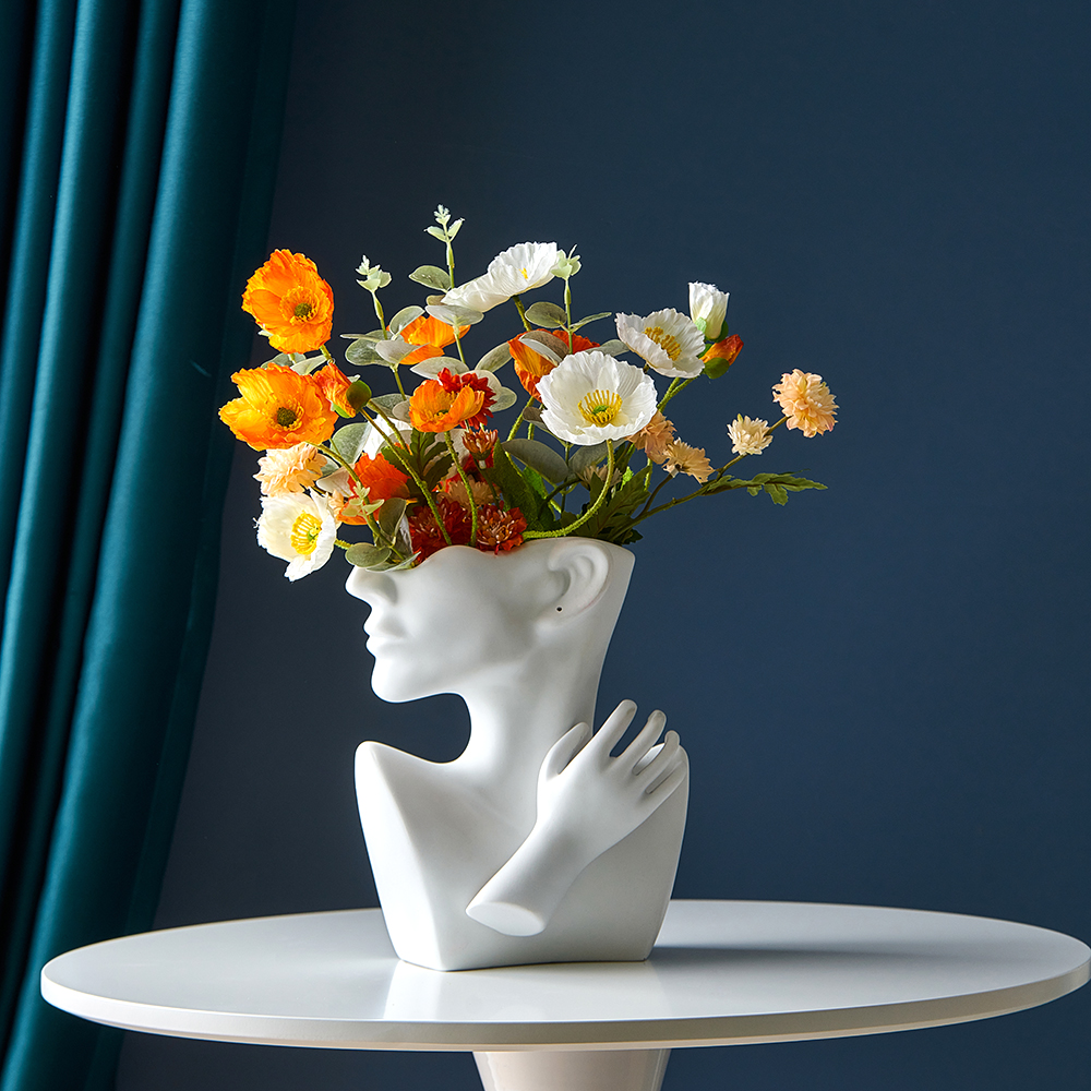 Moderne vase skulptur abstrakt kunst ansigt model boligindretning tilbehør stue dekoration skrivebord blomstervaser statue