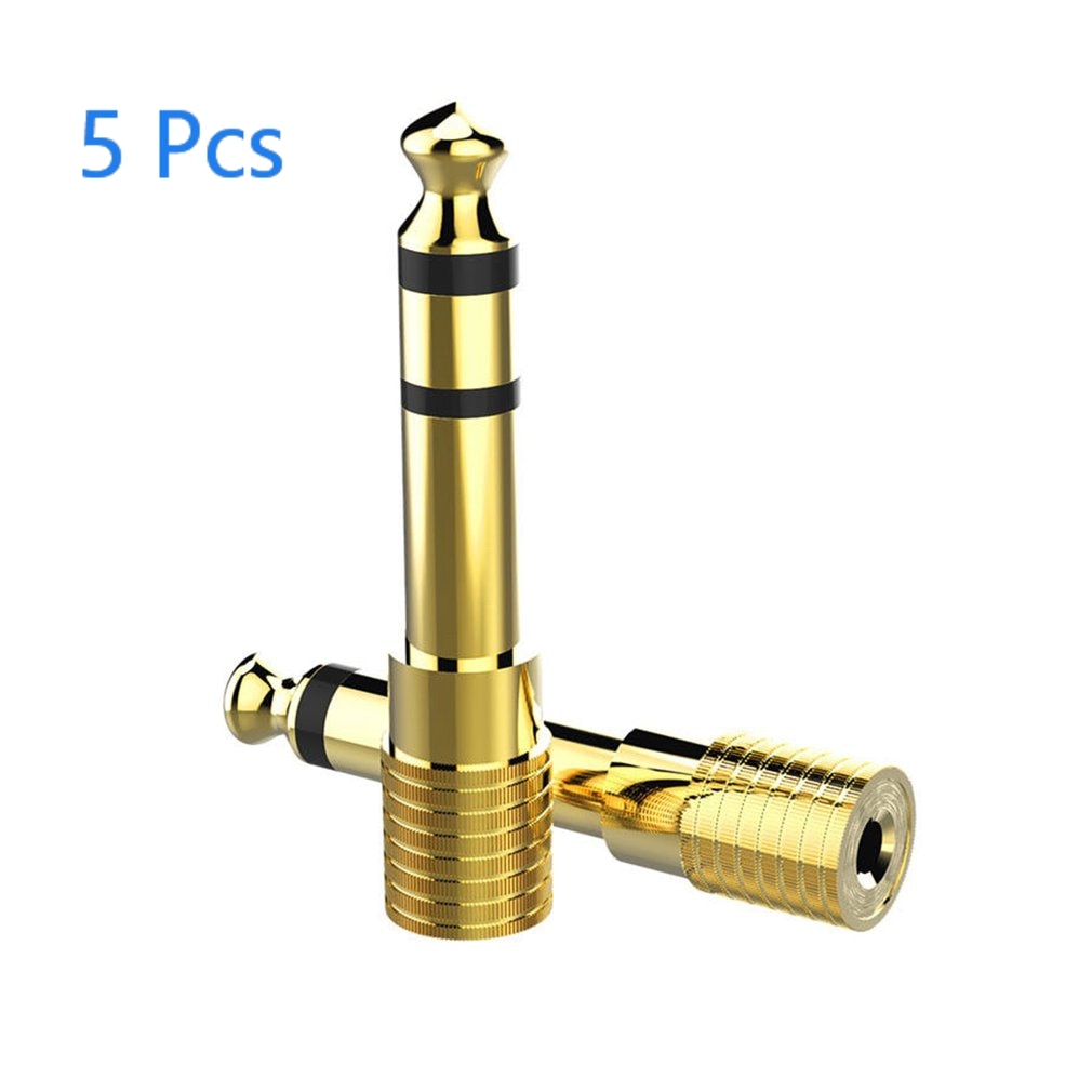 Conversor de áudio, 5 3/4 "macho para pçs/set mm fêmea 6.35 macho para 1/4 fêmea estéreo adaptador de tomada para fone de ouvido,