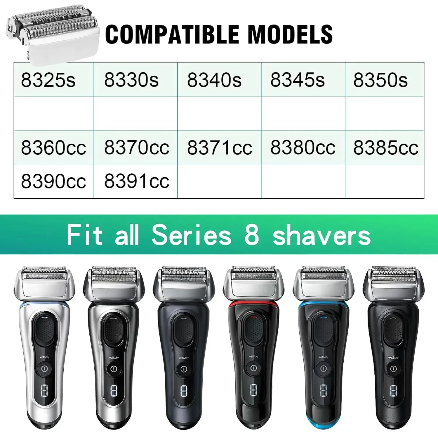 Serie 8 83M Vervangingskop Compatibel Met Braun S8 Elektrische Scheerapparaat 8320S,8325S,8330S,8340S,8350S,8345S, 8360cc,8365cc,8370cc
