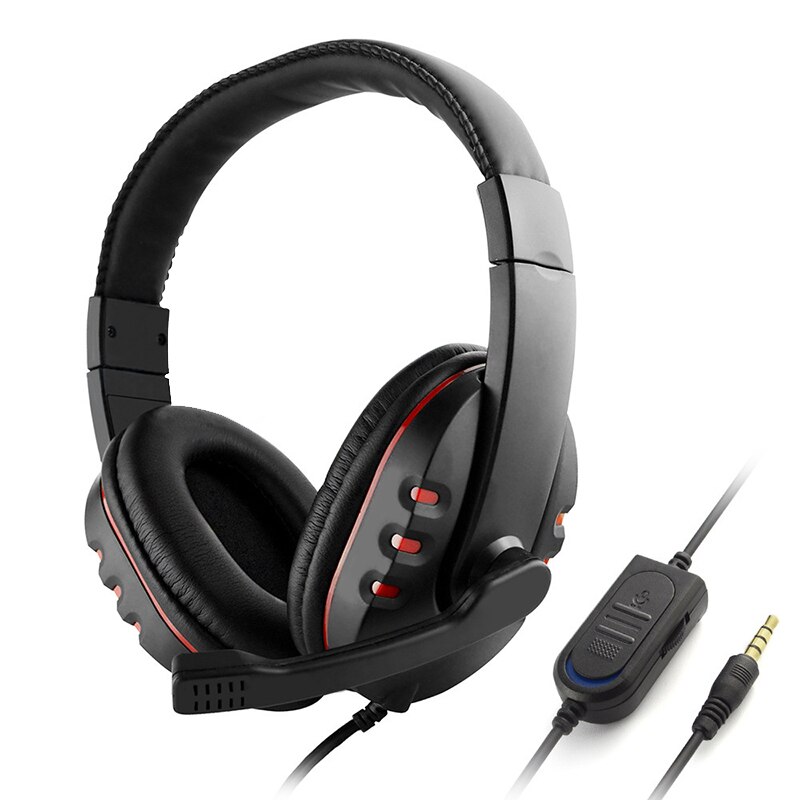 3.5Mm Wired Oortelefoon Headset Laptop Computer Hoofdtelefoon Stereo Muziek Gaming Hoofdband Headset Met Microfoon Voor PS4/XBOX-ONE/pc: Black Red