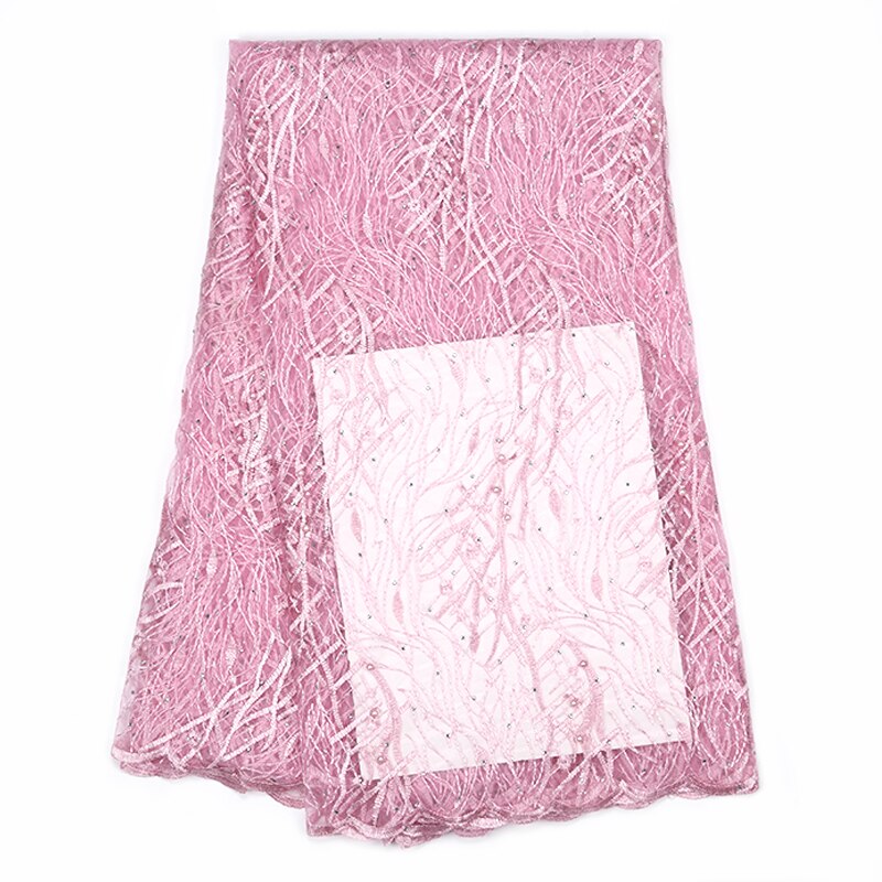 Koronka haftowana francuska koronka z afrykańską koronką tkanina ślubna z francuskiej koronki: Różowy