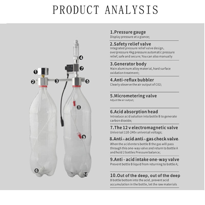 Aquarium CO2 Regulator System Kit co2 Diffuser Generator with Valve Bubble Atomizer Solenoid Fish Tank Carbon Dioxide For Plants