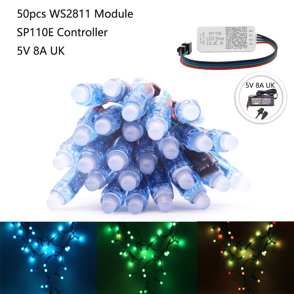 WS2811 Led Module Pixels String Lights Rgb Digitale Met SP110E Controller 5V 8A Voeding Volledige Kleur Led Licht strip Kit DC5V: WS2811 Kit3