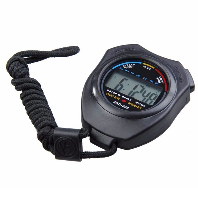 Digital Handheld Lcd Chronograph Sports Stopwatch Timer Stop Watch With String
