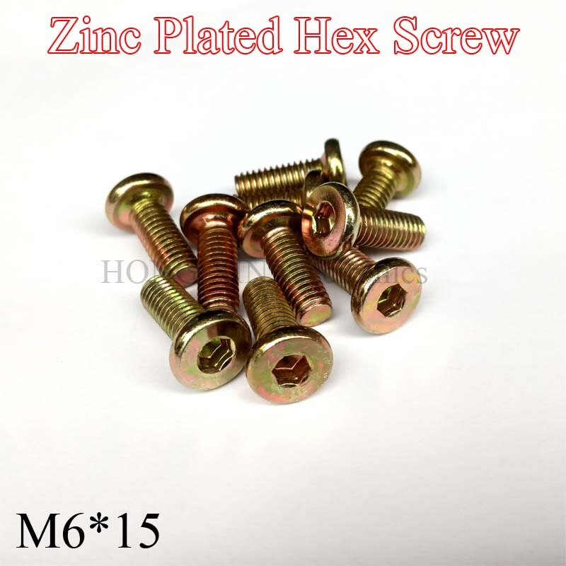 Furniture Barrel Screws Zinc Plated Metric Threaded Flat Hex Drive Socket Cap Bolt Nuts M6*15