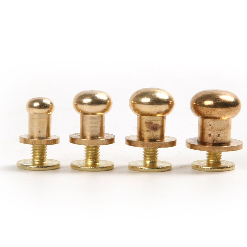 10Pcs 5Mm Stud Schroef Ronde Kop Massief Messing Nail Klinknagel Chicago Knop Diy Leer